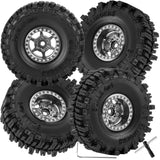 hopsupRC RC 1.0 Beadlock Truck Tires for Traxxas Axial 1/18 1/24 Trx4m SCX24 RC Crawler,RC Wheels Tires.Aluminum 1.0‘’ Beadlock Wheel Rim&1.0in Tires Tyres.Titanium(4PCS)
