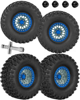 hopsupRC 2.2 RC Wheels for1/10 Axial Traxxas SCX10 90046 AX103007 SCX10 II SCX10 III TRX4 TRX6 Gen7 8 D90 VS4-10 MST CFX ,Aluminium RC Truck Tires Highway Tires 2.2" RC Wheels 2.2 Beadlock Wheel Rim RC Tires (135 * 55MM)
