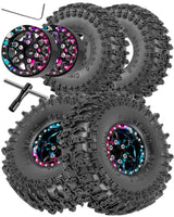 hopsupRC for SCX24 TRX4M 1/24 1/18 Traxxas Axial RC Crawler Car,Aluminum 1.0" Beadlock Wheel Tires Hub Rim 4PCS 1.0in Beadlock Heavy Duty Rim