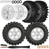 Hcespuos 0.7 RC Tires for 1/30 1/32 Axial SCX30 Redcat Ascent-32.0.7" RC Wheels and RC Tires Aluminium RC Truck Tires Highway Tires 0.7 RC Wheels 0.7 Beadlock Wheel Rim