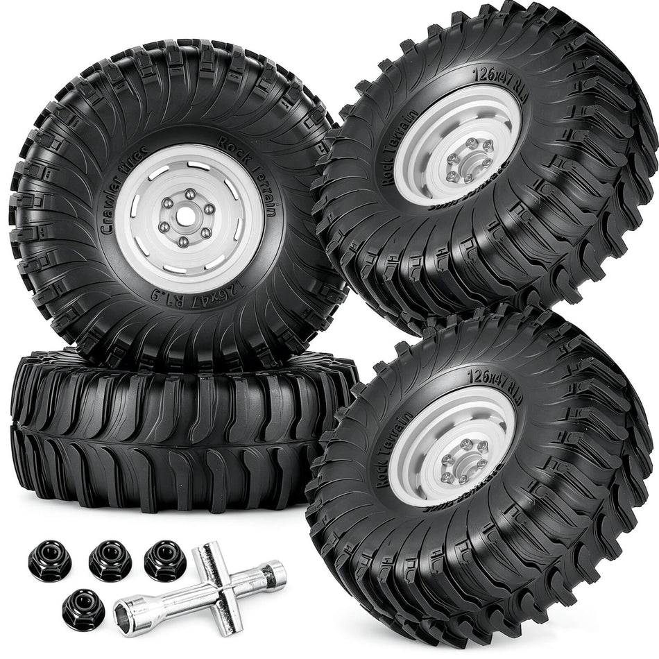 hopsupRC 1.9" Beadlock RC Wheel for 1/10 Axial Traxxas SCX10 SCX10 II SCX10 III TRX4 D90 90046,1.9 Wheel Tires Wheel Hub Wheels Rim, Aluminum 1.9in Beadlock RC Truck Tires and Wheel Rims Heavy Duty Rim