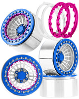 hopsupRC 2.2 RC Wheel Rims for Axial 1/10 SCX10 90046 AXI03007 TRX4 TRX6 VS4-10 Gen7 Gen8 MST CFX D90,Aluminum RC Truck Tires Wheels Rims,2.2" Beadlock Wheel Rims Heavy Duty Rim