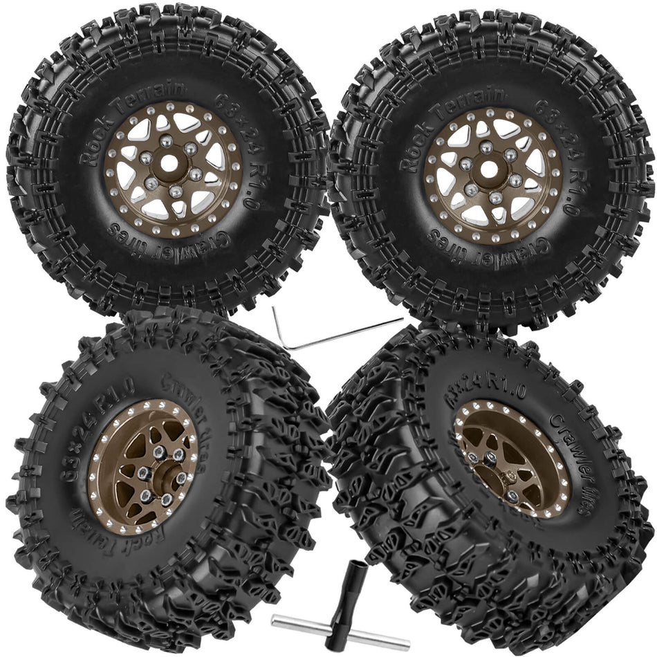 hopsupRC for SCX24 TRX4M 1/24 1/18 Traxxas Axial RC Crawler Car,Aluminum 1.0" Beadlock Wheel Tires Hub Rim 4PCS 1.0in Beadlock Heavy Duty Rim