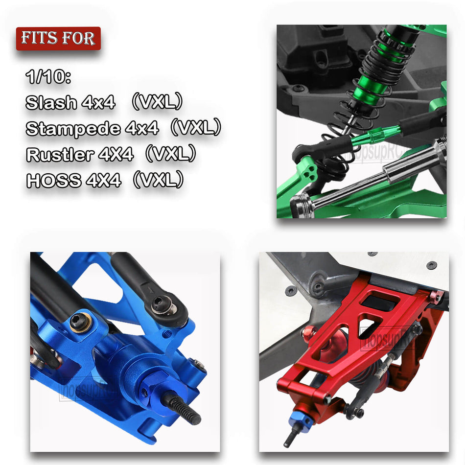 hopsupRC Upgrades for Traxxas 1/10 Rustler/Slash/Stampede 4x4,RC Shocks&Steel Drive Shaft CVD&Adjustable Turnbuckles Camber Links&A Arm&Caster Block,Steering Blocks,Stub Axle Carriers,Wheel Hex&Hex Hub