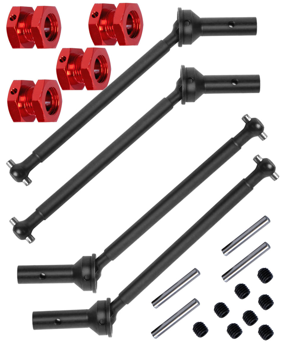 hopsupRC RC Drive Shaft CVD Upgrades Part for Arrma 1/8 Typhon 6s,1/7 Felony Limitless Roller Infraction 6s Blx,45# Steel Driveshaft Front Rear Axles & Aluminum Wheel Hex Hub Nuts