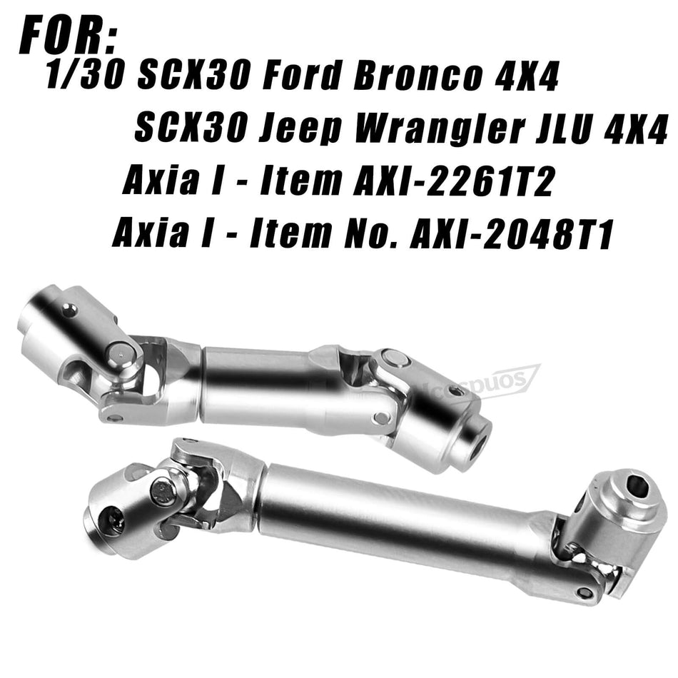 hopsupRC RC Drive Shafts CVD Upgrades Part for Axial 1/30 SCX30 Ford Bronco 4X4,Chevrolet K10 4X4,Jeep Wrangler JLU 4X4,AXI-2260T1/AXI-2261T2/AXI-2048T1,#45 Steel CVD,Harden Front Rear Driveshaft Axles,Silver