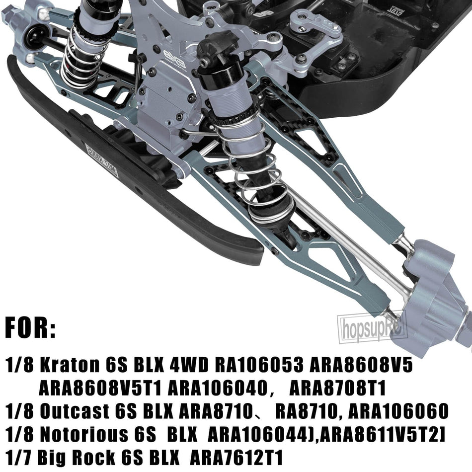 hopsupRC Upgrades for Arrma 1/8 Kraton/Notorious/Outcast 6S BLX,1/7 Big Rock 6S BLX,Aluminum Front Rear Suspension Arms & Front Steering Block Knuckles & C-Hubs Caster Blocks & Rear Hubs Hops Up