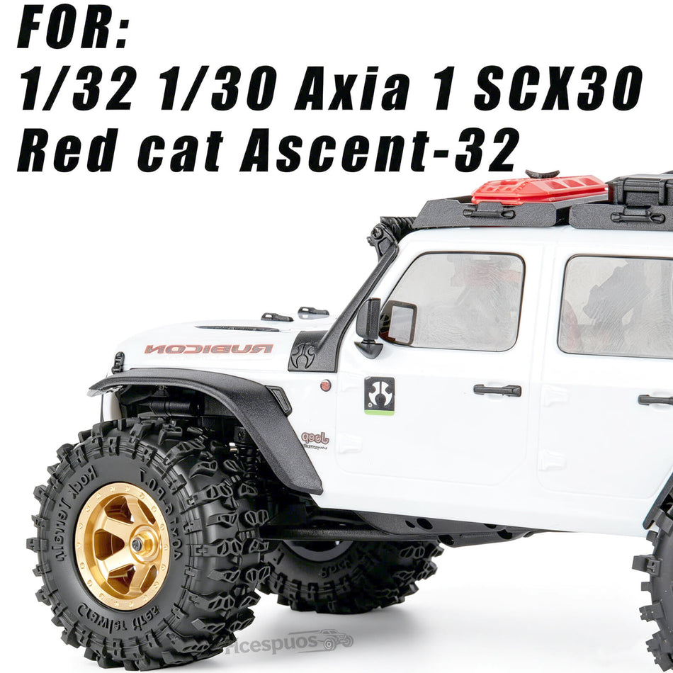 hopsupRC 0.7" RC Wheels RC Tires for 1/32 1/30 Axial SCX30 Redcat Ascent-32.0.7 Beadlock Brass RC Wheel Hub Rim Highway Tires Rubber Tires RC Truck Tires Heavy Duty Rim