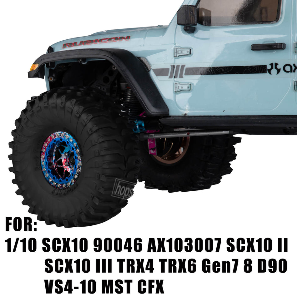 hopsupRC 1.9 RC Wheels and Tires for 1/10 Axial Traxxas SCX10 90046 AXI03007 TRX4 TRX6 VS4-10 Gen7 Gen8 MST CFX D90.Aluminium RC Truck Tires Highway Tires 1.9" RC Wheels 1.9 Beadlock Wheel Rim RC Tires