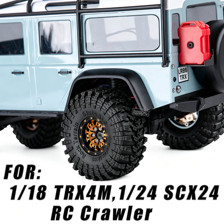 hopsupRC for SCX24 TRX4M 1/24 1/18 Axial Traxxas RC Crawler Car,RC 1.0 Beadlock Wheel Tires Hub Rim,Aluminum 1.0” Beadlock RC Truck Tires Heavy Duty Rim,4PCS