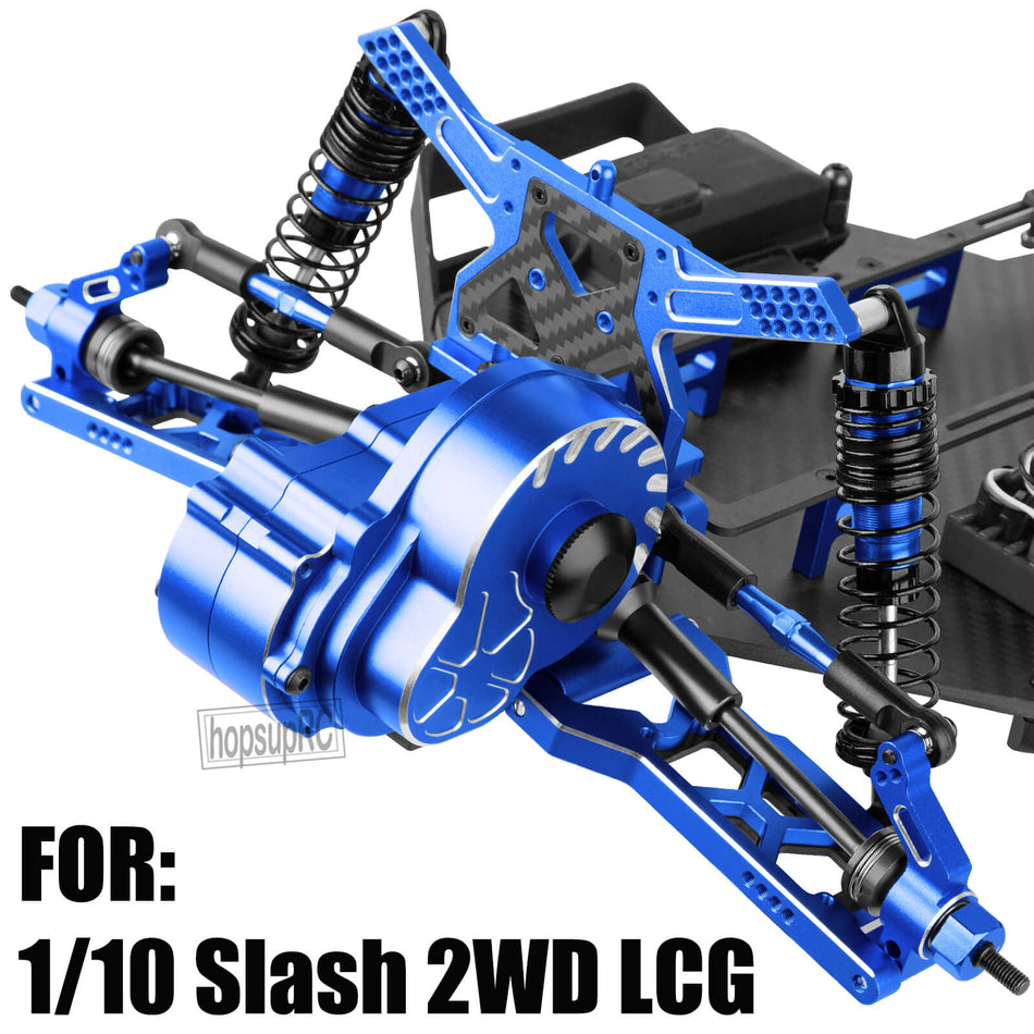 hopsupRC Upgrades Parts for Traxxas 1/10 Slash 2WD LCG,Carbon Skid Plate&Aluminum RC Shocks&Drive Shaft CVD&A Arms&Steering Block&272R Gearbox&Adjustable Links&Shock Tower&Front Bulkhead