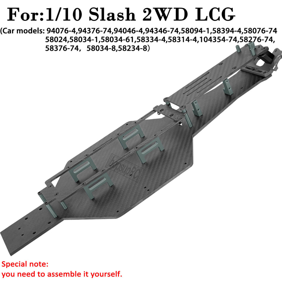 hopsupRC Upgrades Parts for Traxxas 1/10 Slash 2WD LCG,RC Carbon Chassis Armor Skid Plate,RC Carbon Fibre Chassis Protect Armor Skid Plate Guard Hops Up,Replaces #5830