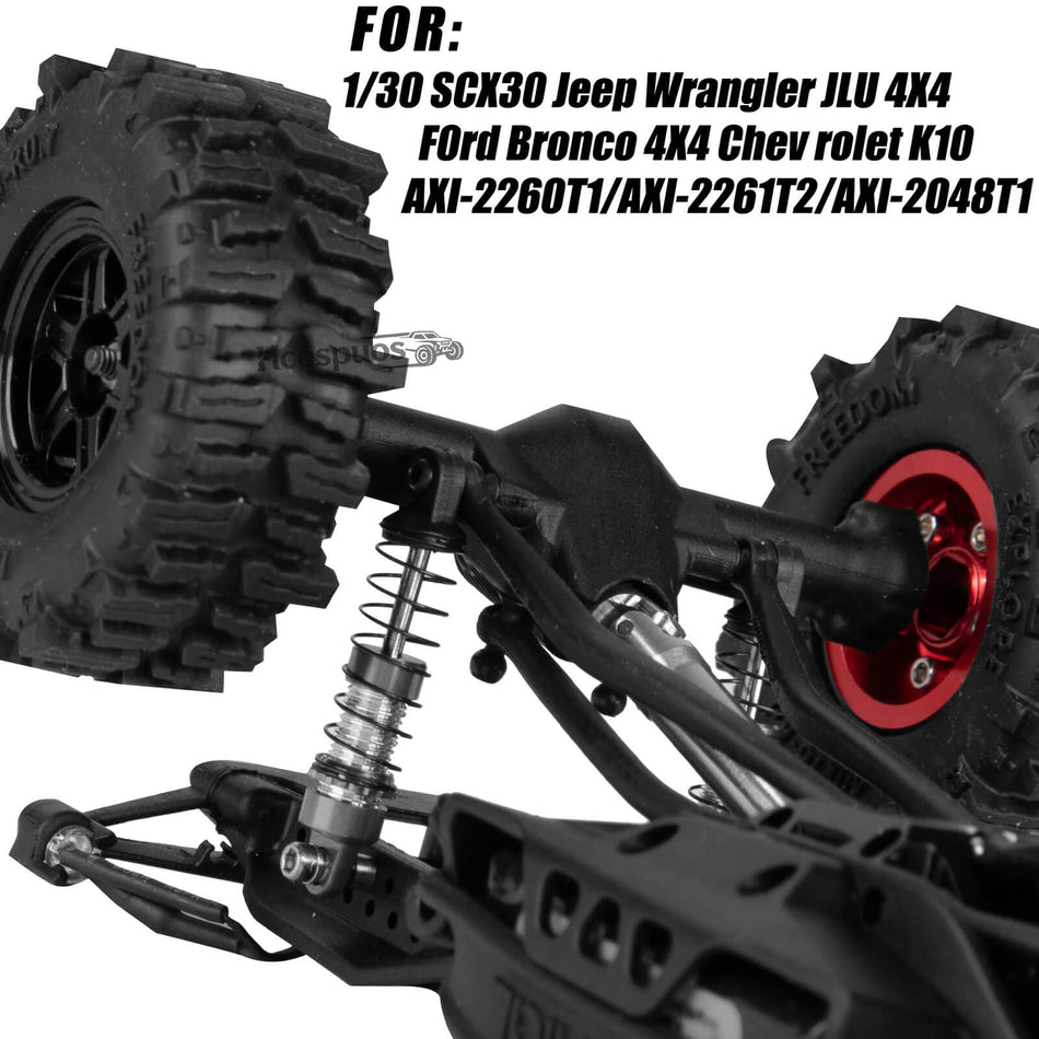 hopsupRC 23mm RC Shocks Upgrades Part for Axial 1/30 SCX30 Ford Bronco 4X4,Chevrolet K10 4X4,Jeep Wrangler JLU 4X4,Aluminum RC Shocks Absorber Damper,Front Rear Assembled Full Metal Shocks