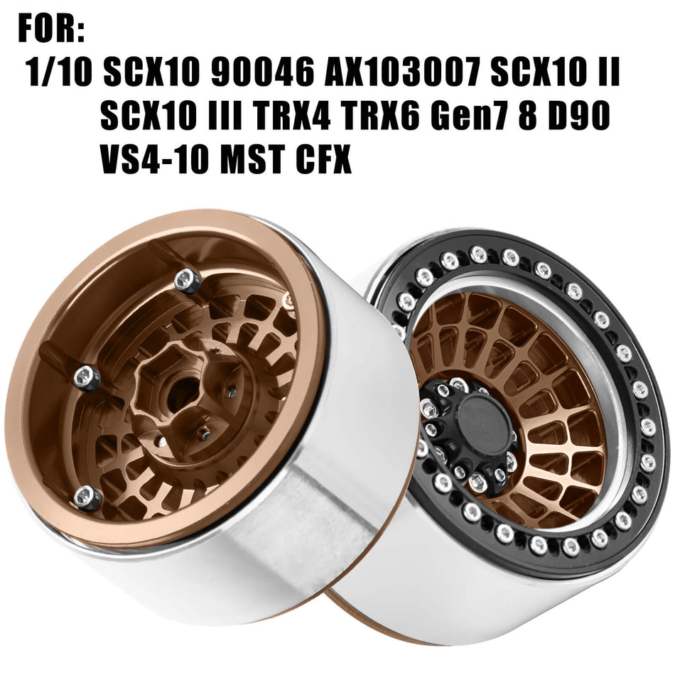 hopsupRC 2.2 RC Wheel Rims for Axial 1/10 SCX10 90046 AXI03007 TRX4 TRX6 VS4-10 Gen7 Gen8 MST CFX D90,Aluminum RC Truck Tires Wheels Rims,2.2" Beadlock Wheel Rims Heavy Duty Rim